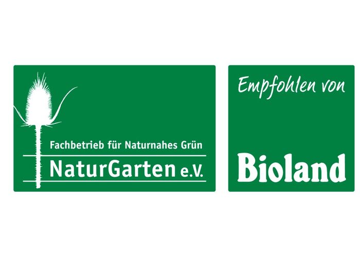 Logo „Fachbetrieb für Naturnahes Grün – empfoh­len von Bioland“